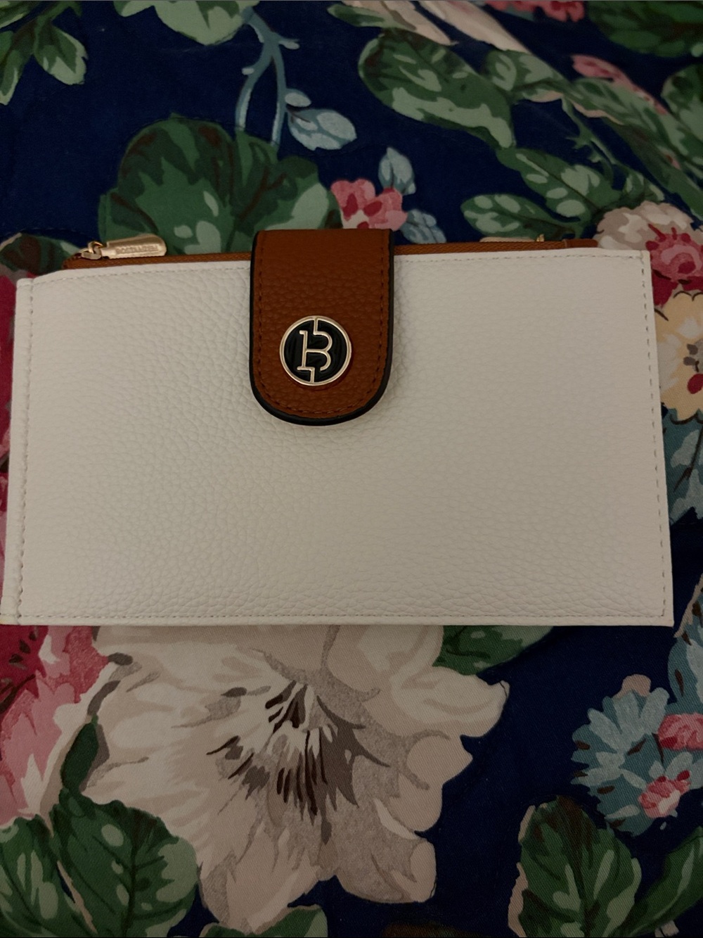 White and Brown Women's Wallet Clutch
